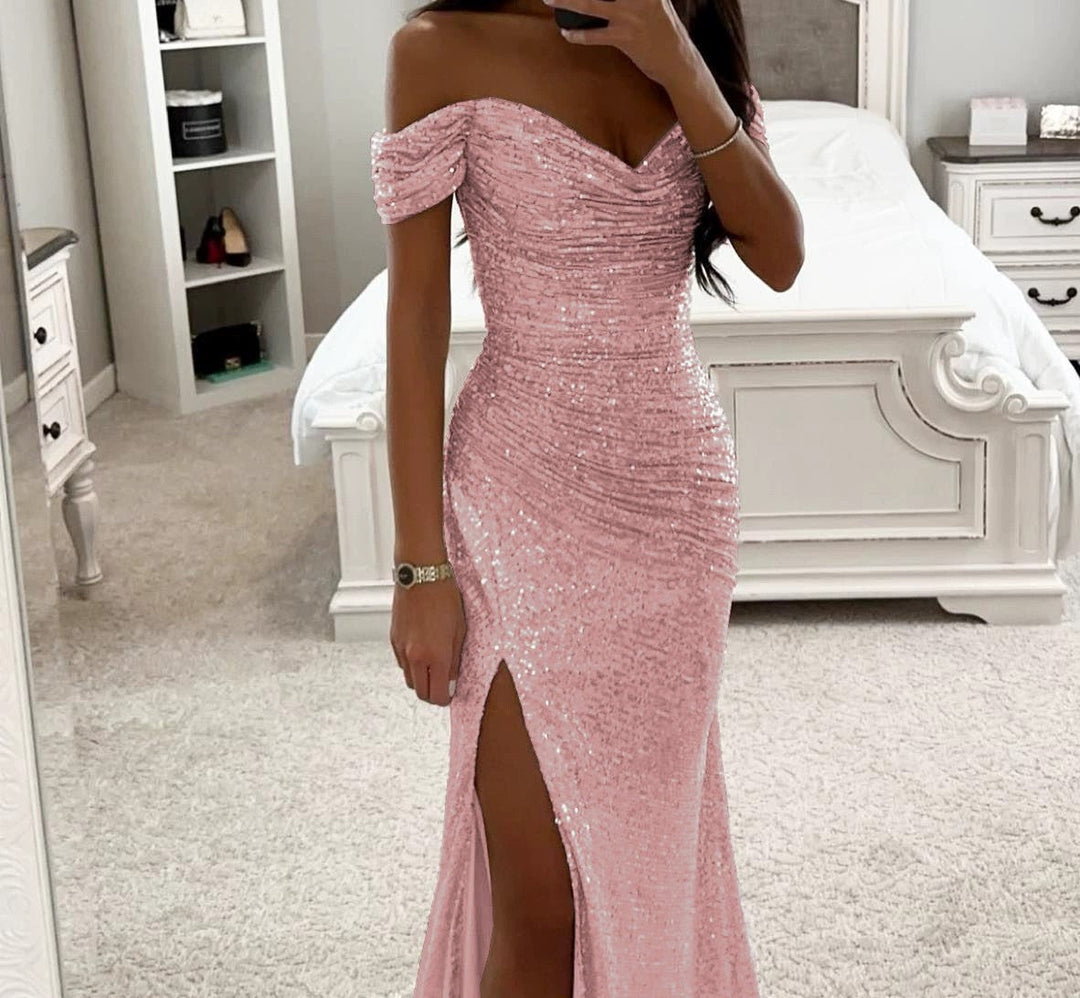 Women's Glamorous Wedding Guest Evening Dress in Pink