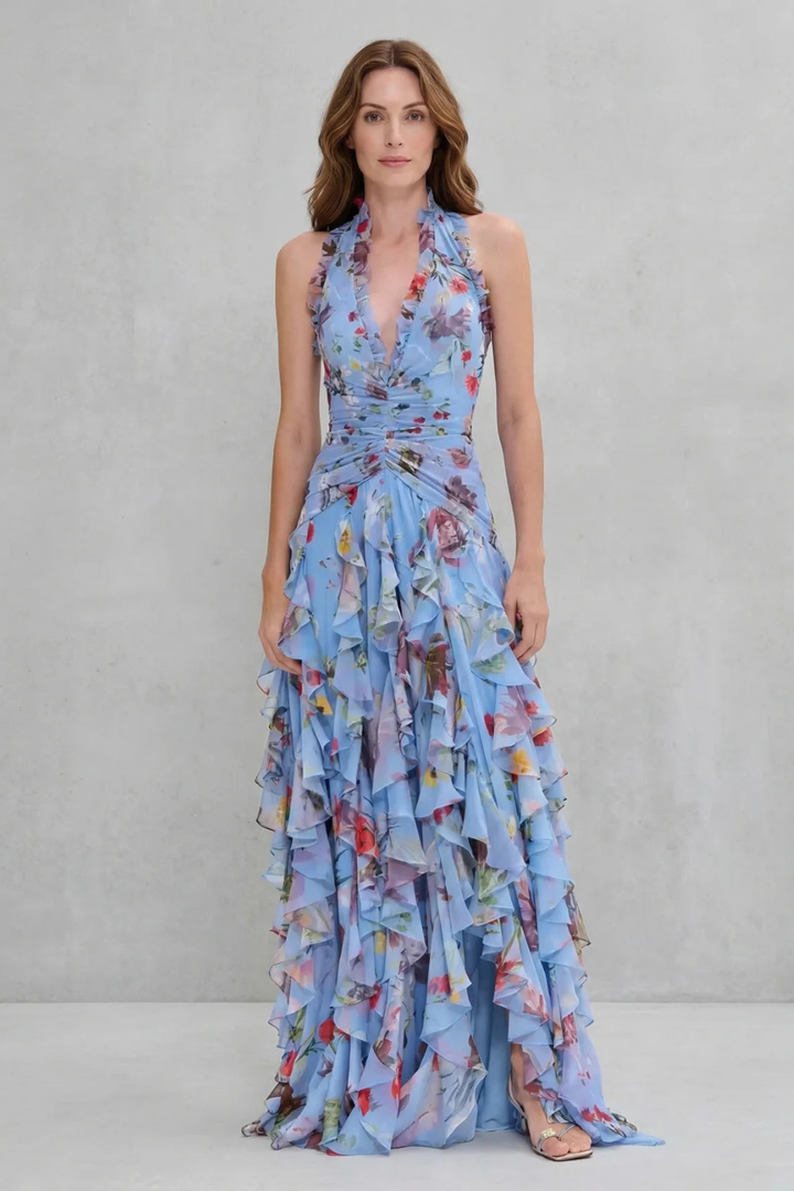 Women's Halter Maxi Dress with Floral Print (6)