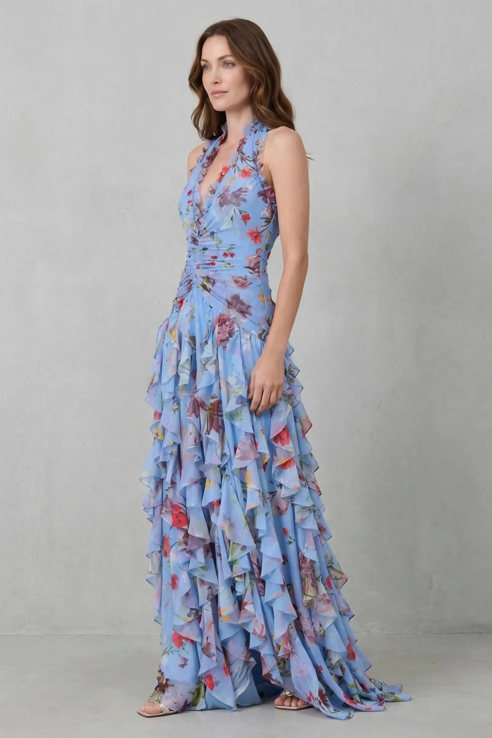 Women's Halter Maxi Dress with Floral Print (7)
