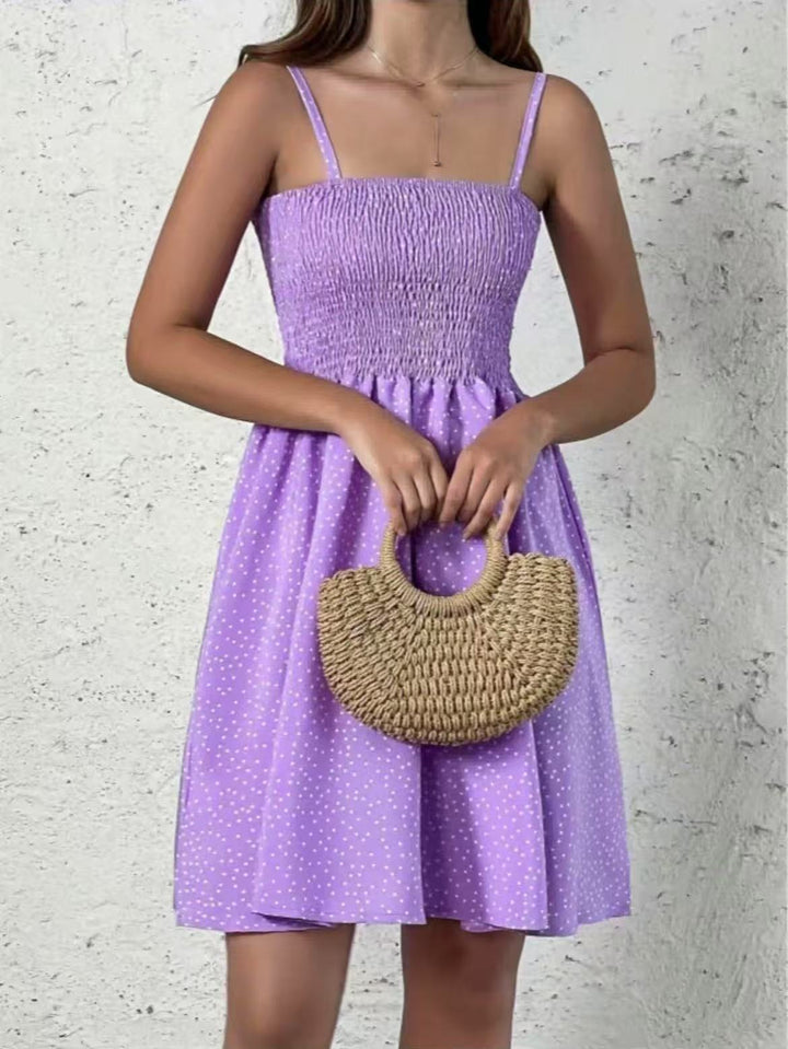 Women's Halter Polka Dot Summer Dress in Purple