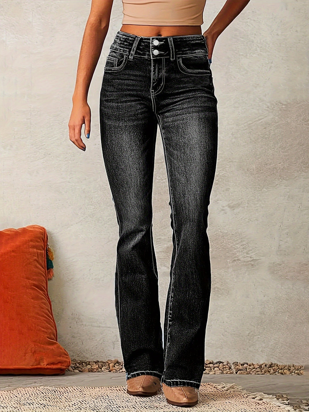 Women's High-Waist Wide-Leg Jeans in Black
