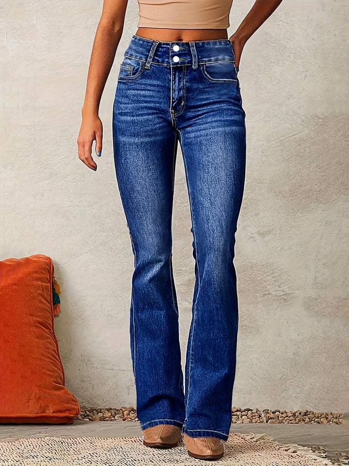 Women's High-Waist Wide-Leg Jeans in Dark Blue