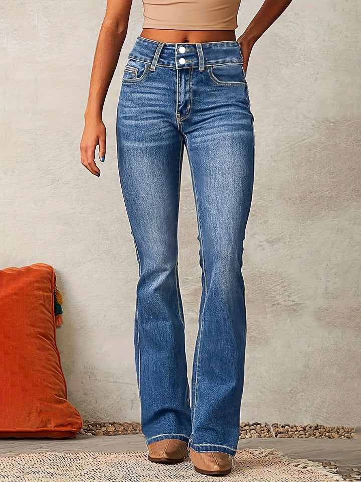 Women's High-Waist Wide-Leg Jeans in Meeresblau