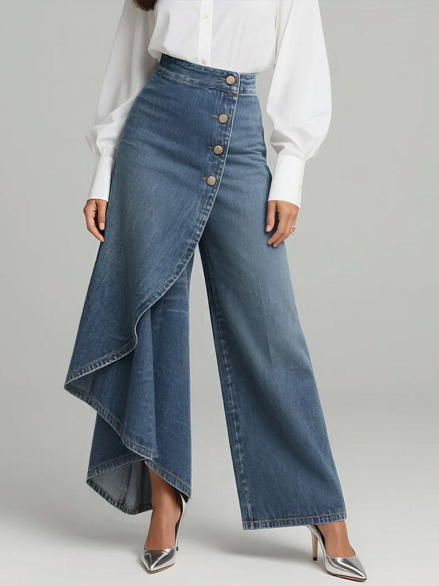 Women's High-Waist Wide-Leg Relaxed Jeans in Blue