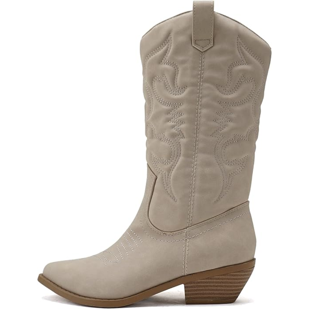 Women's Knee-High Western Boots in Beige