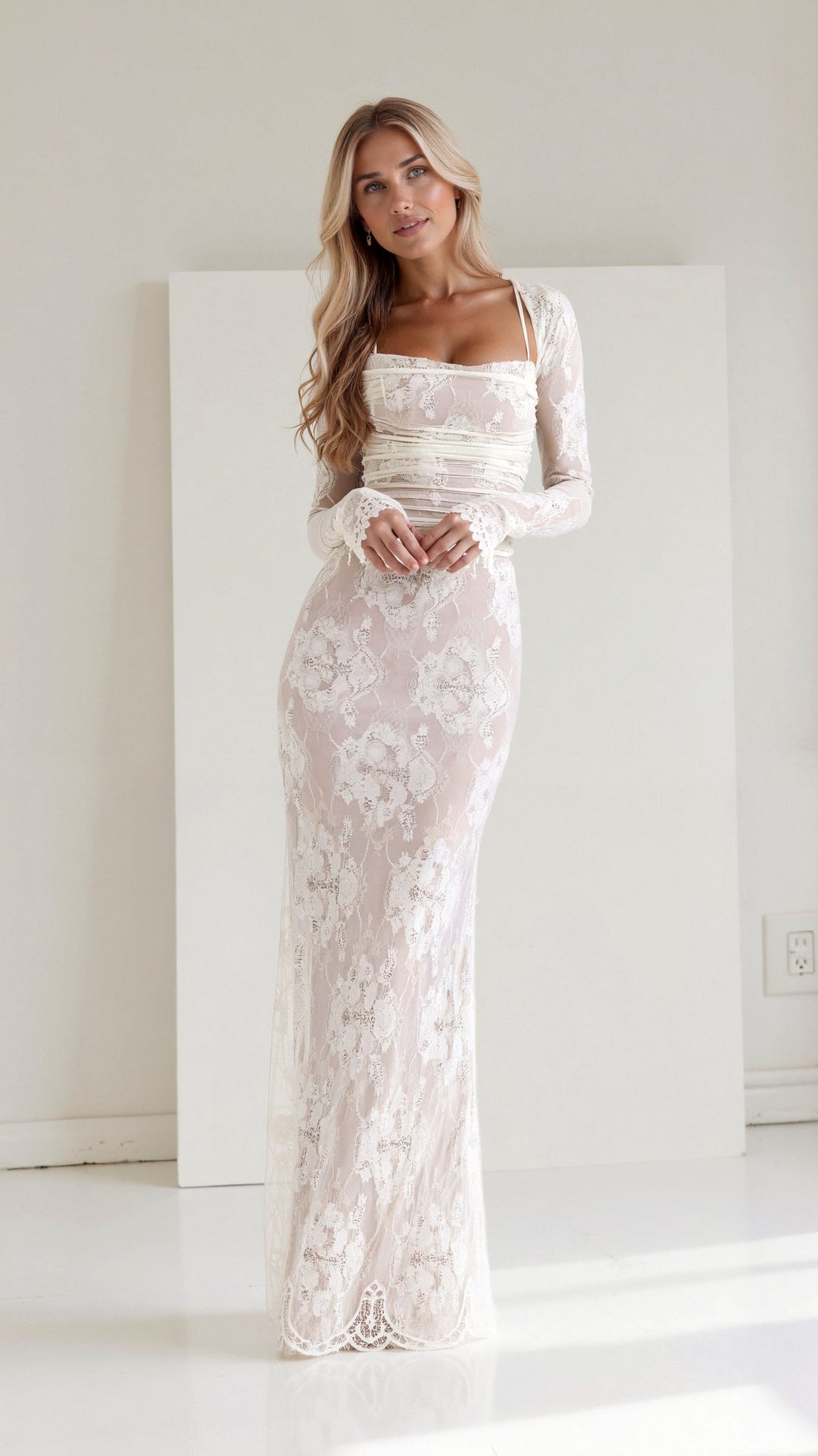 Women's Lace Corset Maxi Dress for Wedding Guests