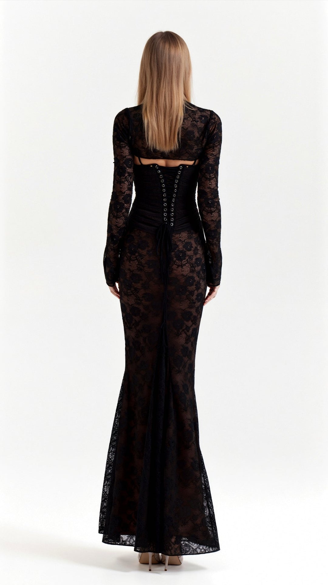 Women's Lace Corset Maxi Dress for Wedding Guests (5)