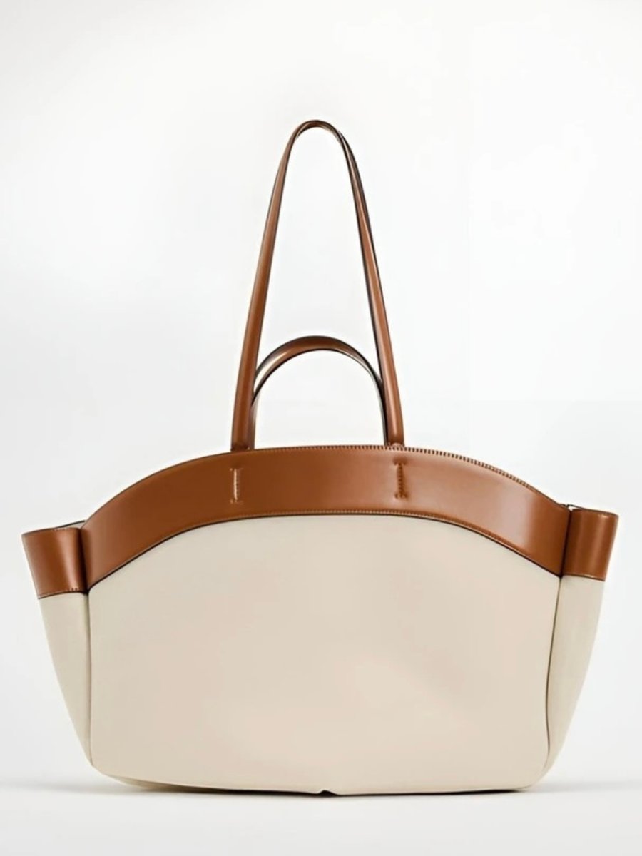 Women's Large Canvas Tote Bag with Leather Trim (2)