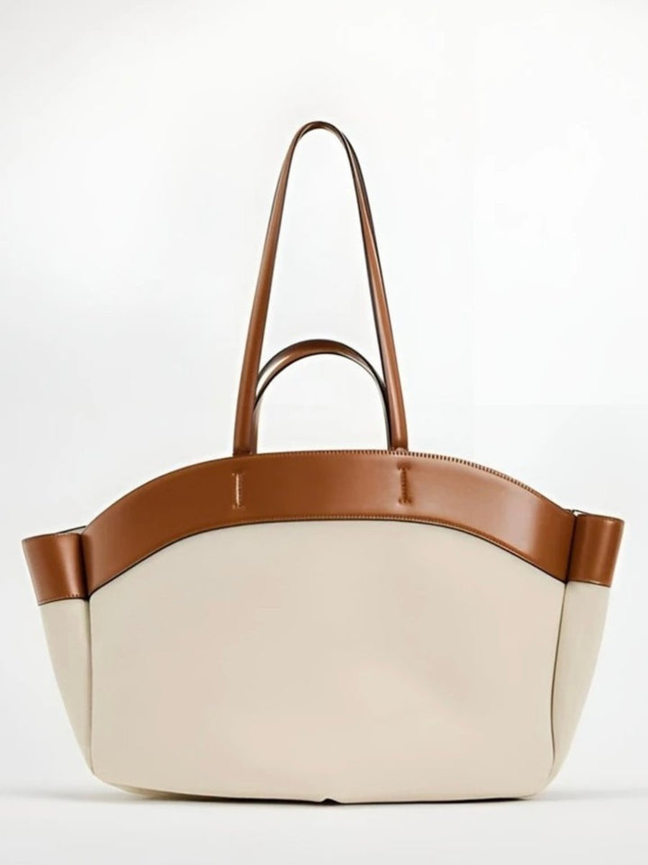 Women's Large Canvas Tote Bag with Leather Trim (2)