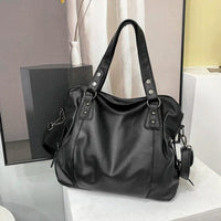 Freya | Women's Large Slouchy Studded Faux Leather Shoulder Bag