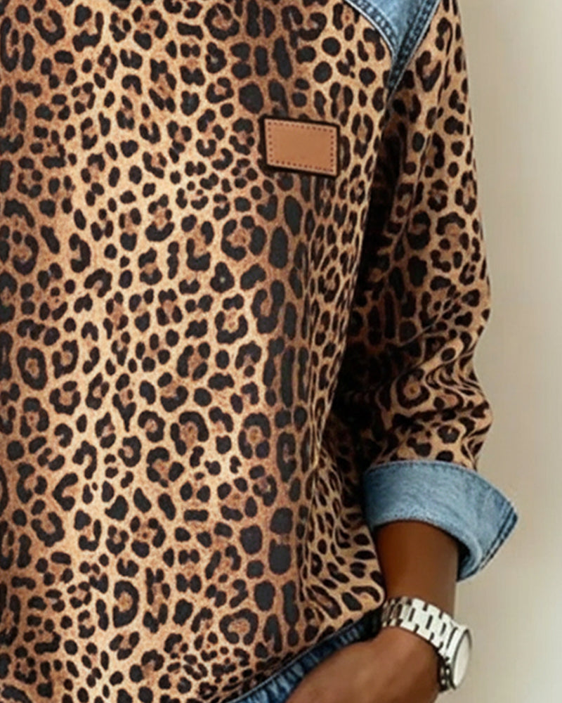 Women's Leopard Print Patchwork Pullover (3)