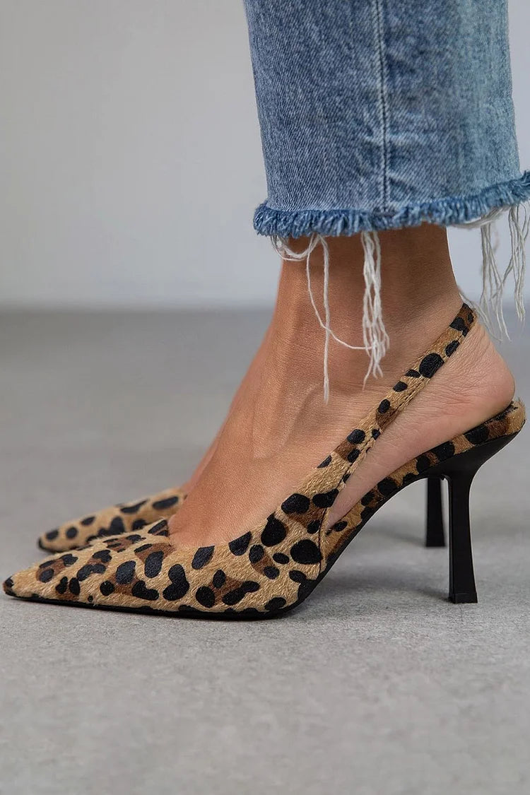 Women's Leopard Print Stiletto Heels in Khaki