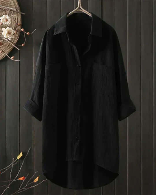 Women's Lightweight Linen Blouse for Summer in Black