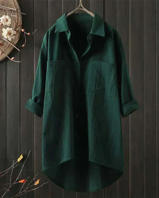 Women's Lightweight Linen Blouse for Summer in Green