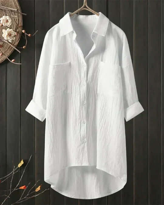 Women's Lightweight Linen Blouse for Summer in White