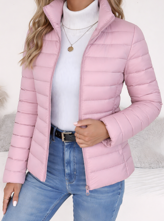 Women's Lightweight Slim Quilted Trenchcoat in Pink