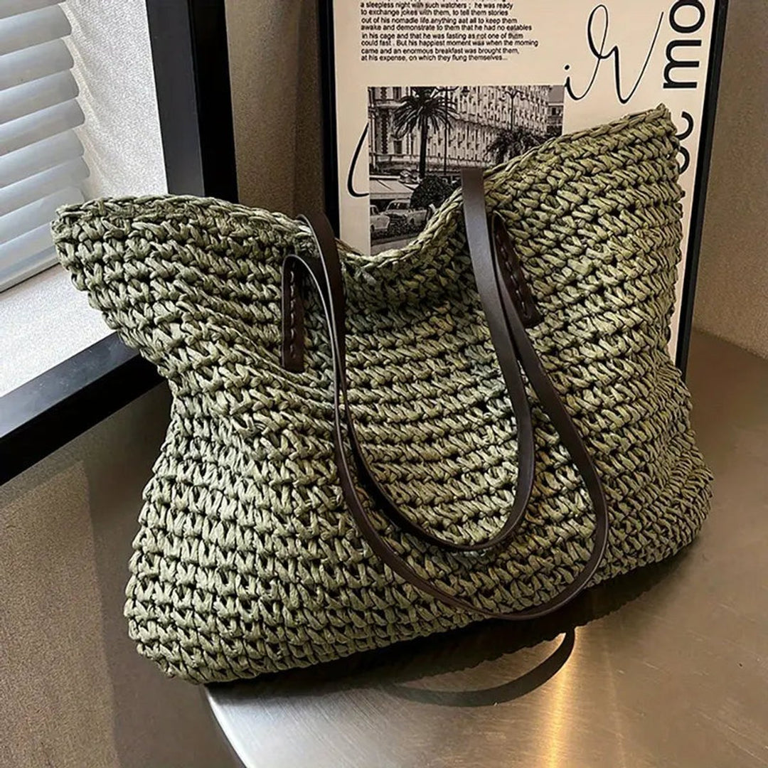 Women's Lightweight Woven Raffia Boho Beach Bag