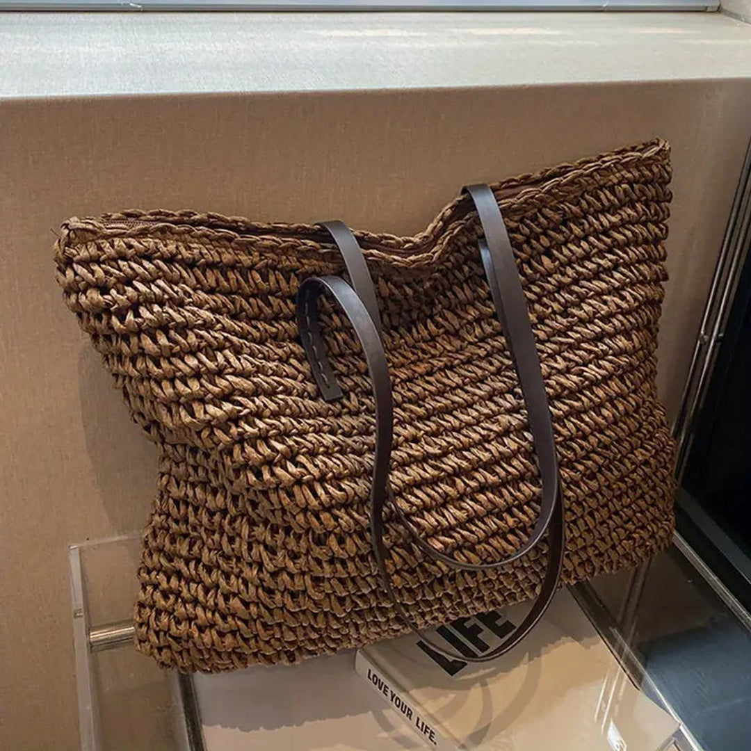Women's Lightweight Woven Raffia Boho Beach Bag (7)