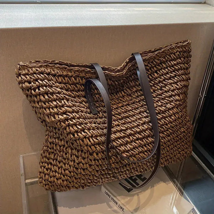 Women's Lightweight Woven Raffia Boho Beach Bag (7)