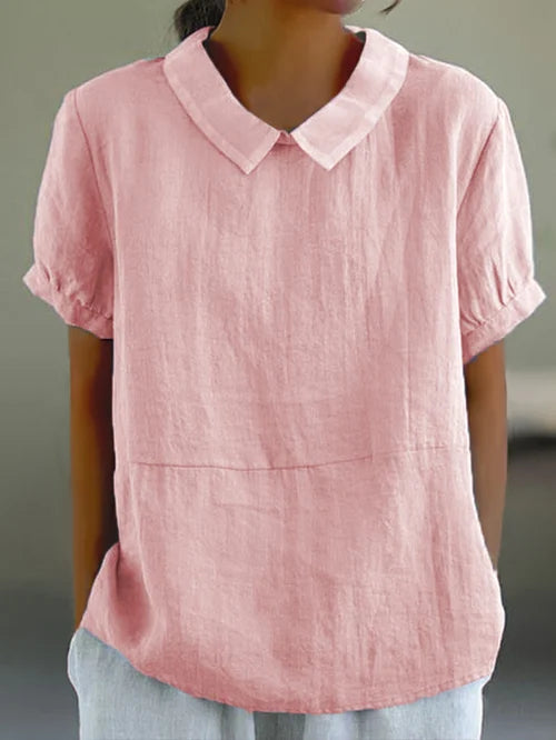 Women's Linen Blouse for Casual Wear in Pink
