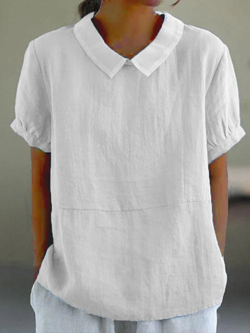 Women's Linen Blouse for Casual Wear in White