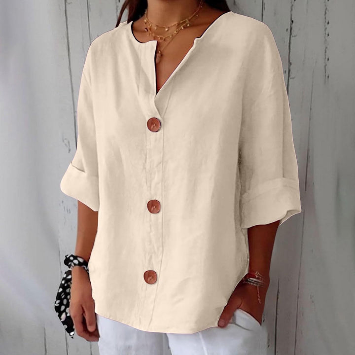 Women's Linen Blouse for Summer in Beige