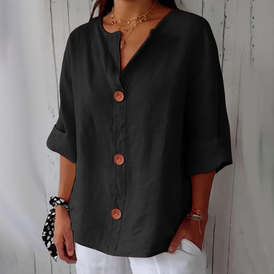 Women's Linen Blouse for Summer in Black