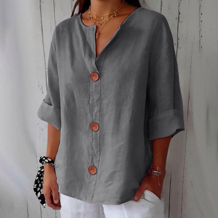 Women's Linen Blouse for Summer in Grey