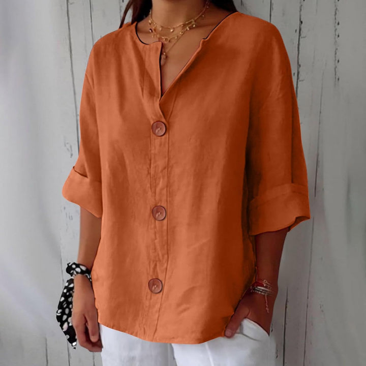 Women's Linen Blouse for Summer in Orange