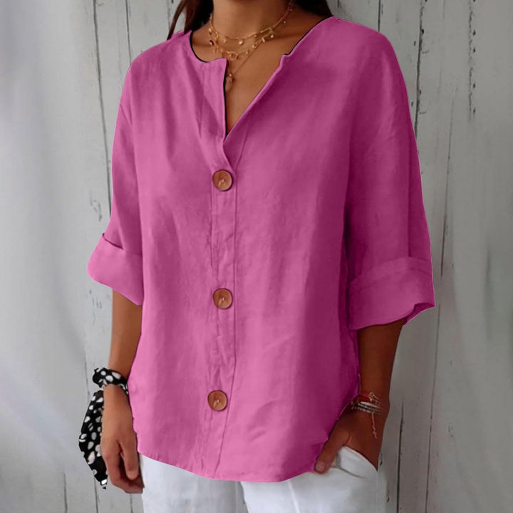 Women's Linen Blouse for Summer in Pink