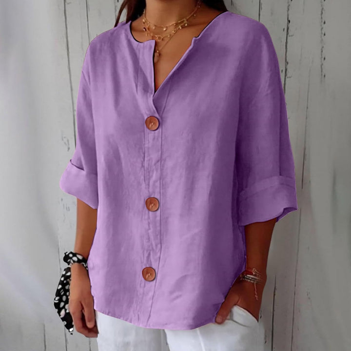 Women's Linen Blouse for Summer in Purple