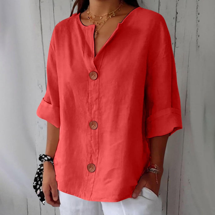 Women's Linen Blouse for Summer in Red