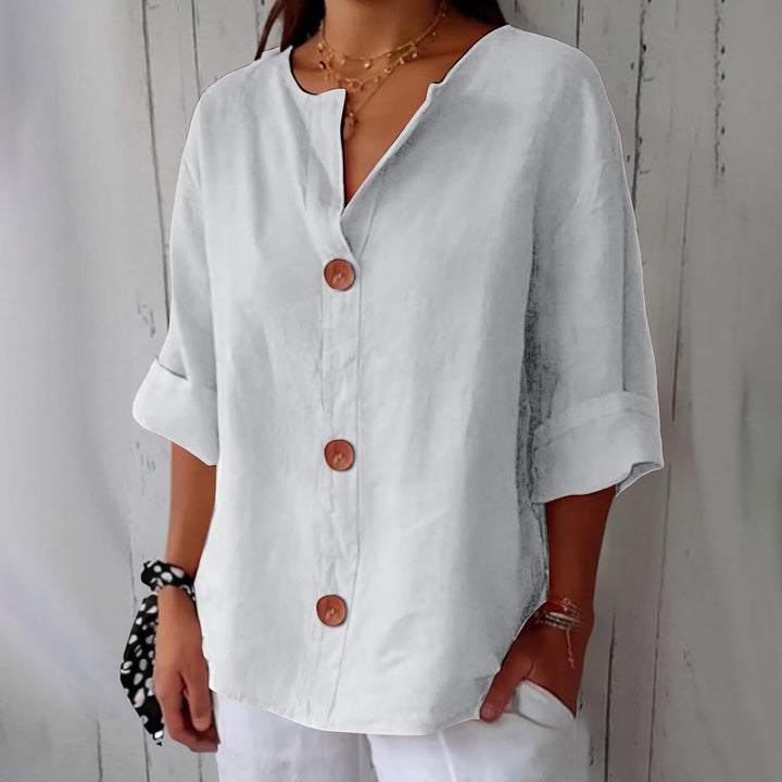 Women's Linen Blouse for Summer in White