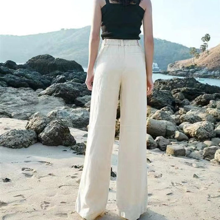Women's Linen High-Waist Pants with Wide Leg (5)