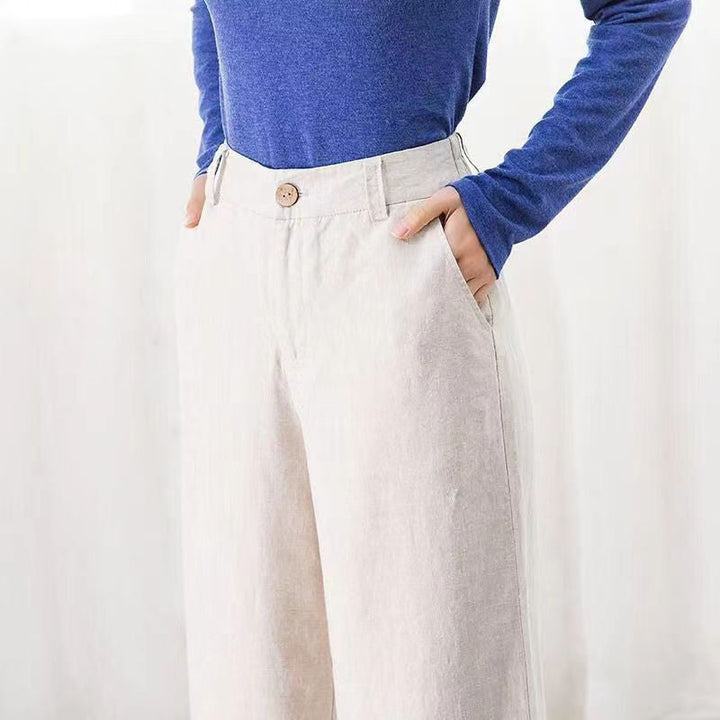 Women's Linen High-Waist Pants with Wide Leg (7)