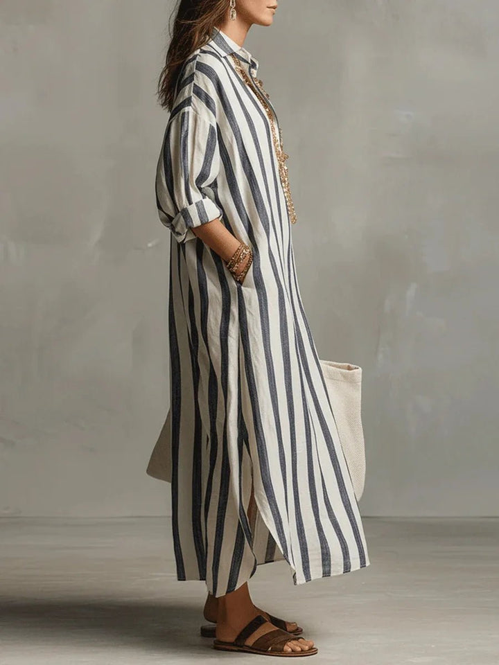 Women's Linen Maxi Boho Dress for Summer in Erdiges Gelb 2
