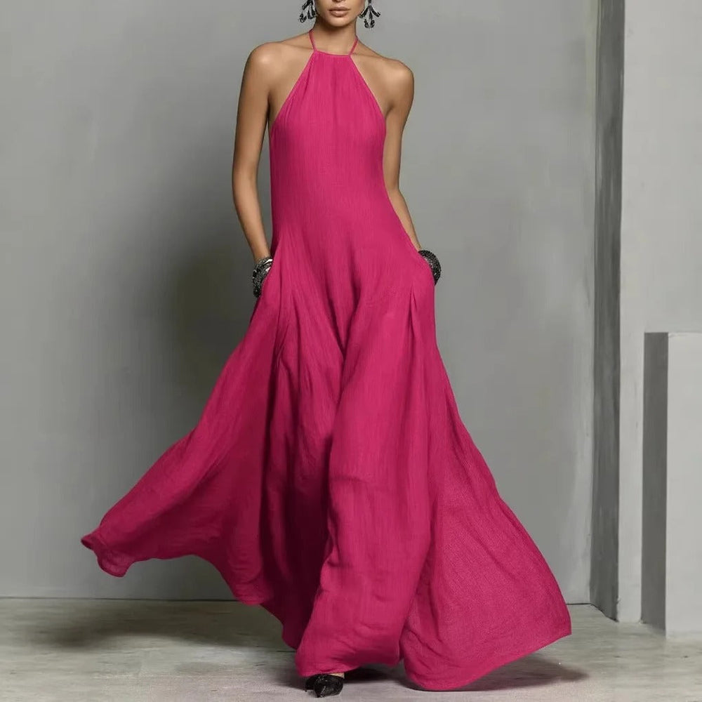 Women's Linen Maxi Halter Dress for Summer in 2