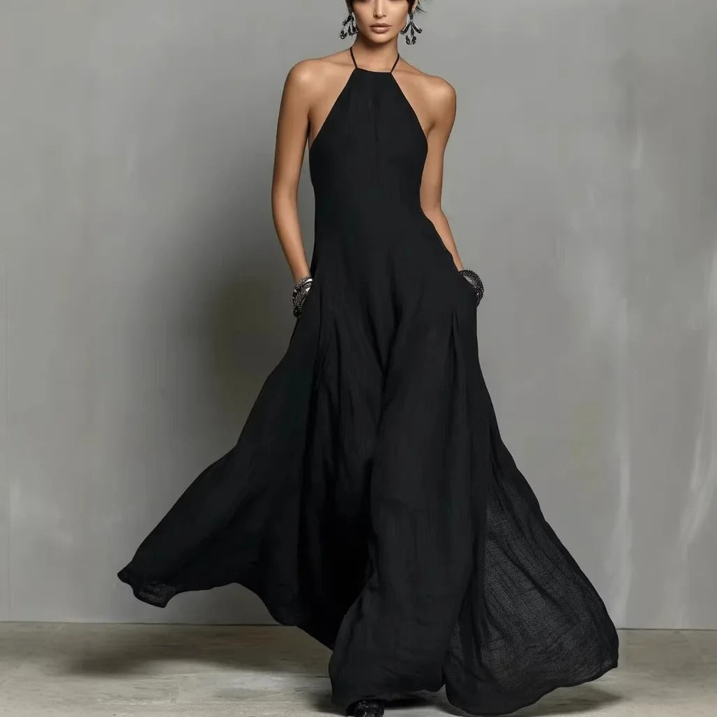 Women's Linen Maxi Halter Dress for Summer in 5
