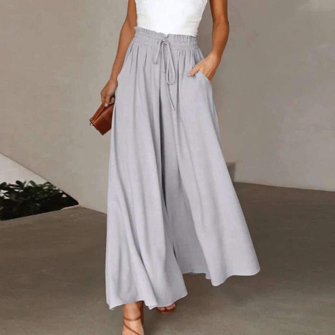 Women's Linen Pants Relaxed Silhouette Adjustable Waist in Grey