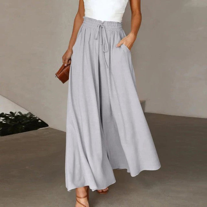 Women's Linen Pants Relaxed Silhouette Adjustable Waist in Grey