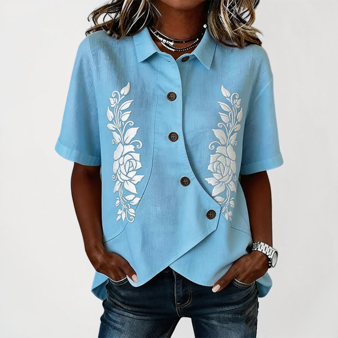 Women's Linen Shirt for Everyday Styling in Light Blue