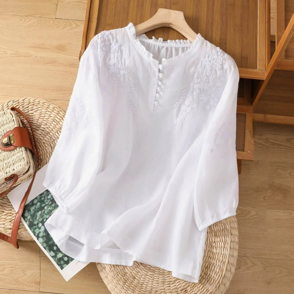 Women's Longsleeve Bohemian Puff Blouse in White