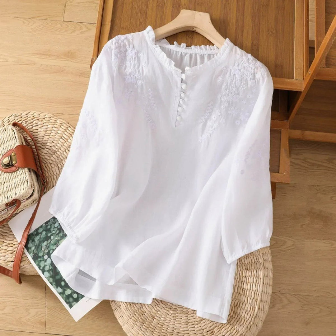 Women's Longsleeve Bohemian Puff Blouse in White