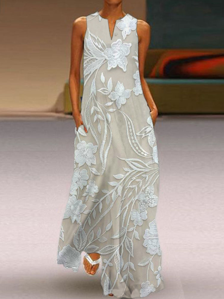 Women's Luxurious Spring Maxi Dress in Khaki
