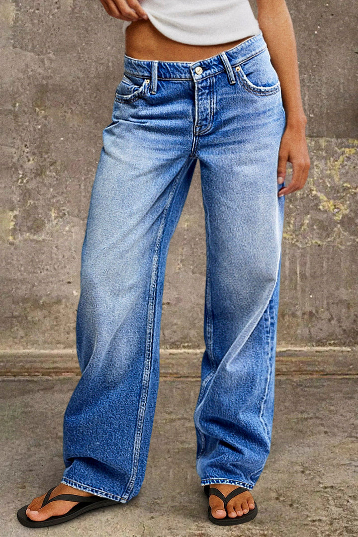 Women's Mid-Rise Straight-Leg Jeans in Blue