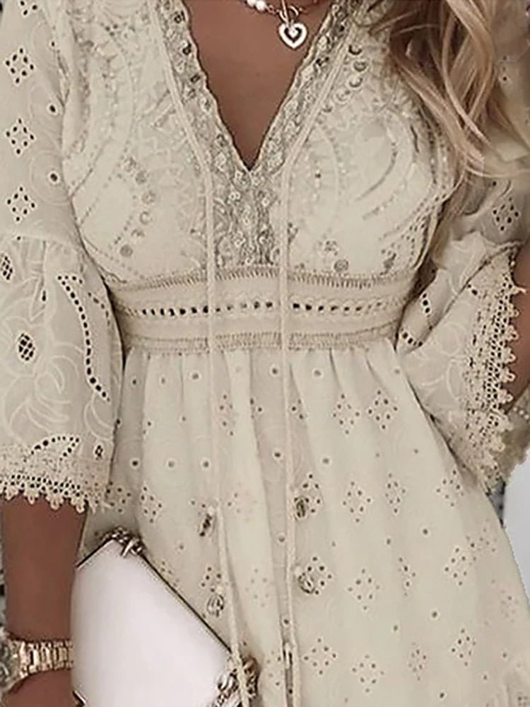 Women's Mini Lace Boho Beach Dress (2)