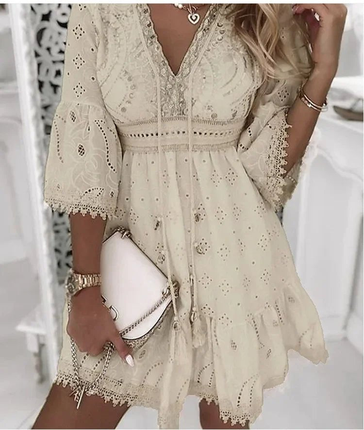 Women's Mini Lace Boho Beach Dress (3)