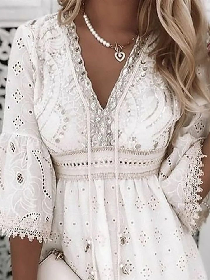 Women's Mini Lace Boho Beach Dress (5)