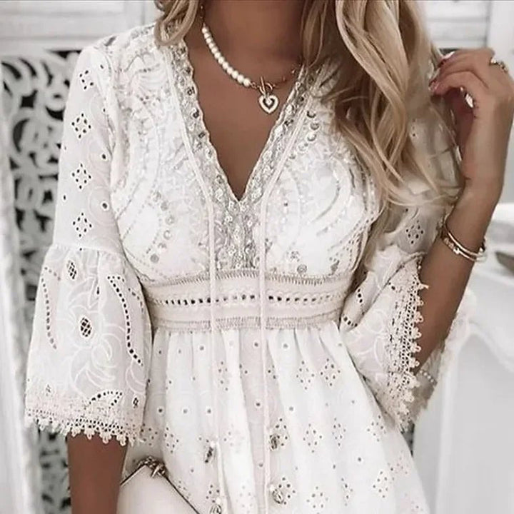 Women's Mini Lace Boho Beach Dress (6)
