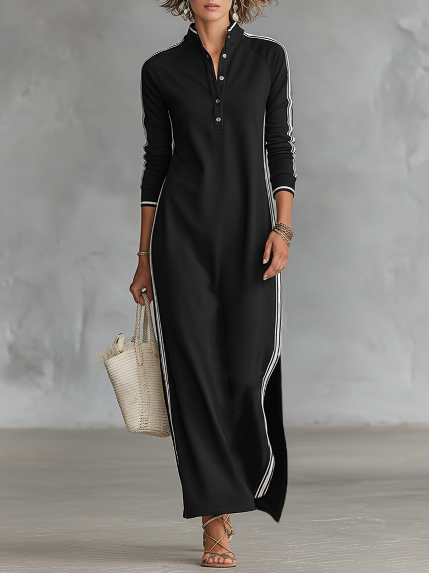Women's Minimalist Maxi Evening Dress in Black